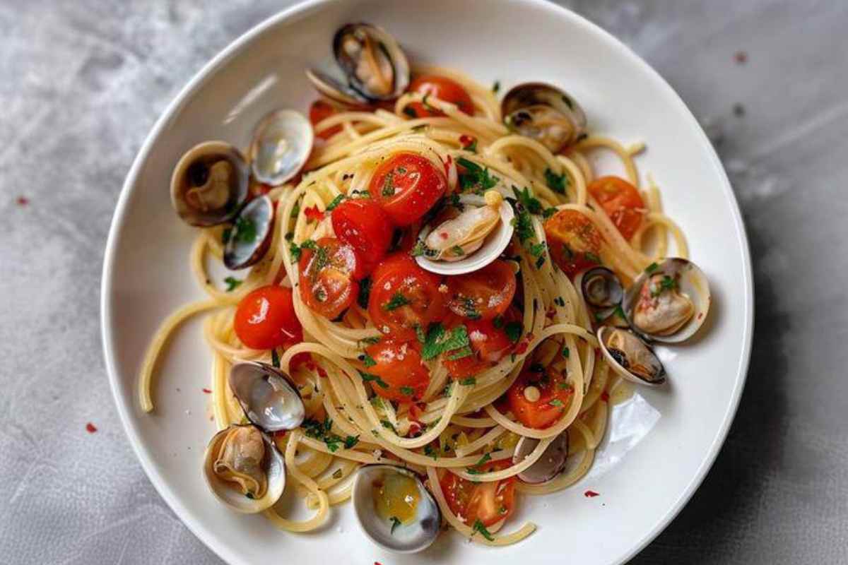 Spaghetti alle vongole e pomodoro