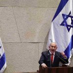 Il presidente israeliano Benjamin Netanyahu durante un discorso