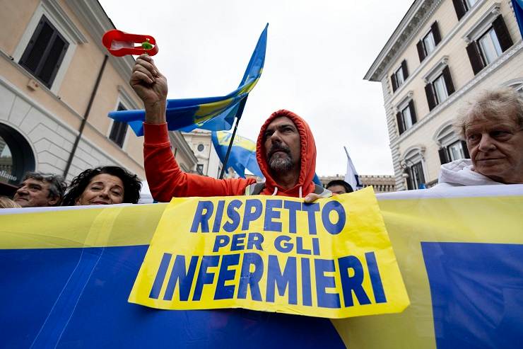 Una protesta del personale sanitario